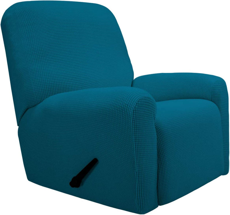 Purefit Stretch Recliner Sofa Slipcover with Pocket with Pocket – Spandex Jacquard Non Slip Soft Couch Sofa Cover, Washable Furniture Protector with Elastic Bottom for Kids (Recliner, Chocolate) Home & Garden > Decor > Chair & Sofa Cushions PureFit Peacock Blue  
