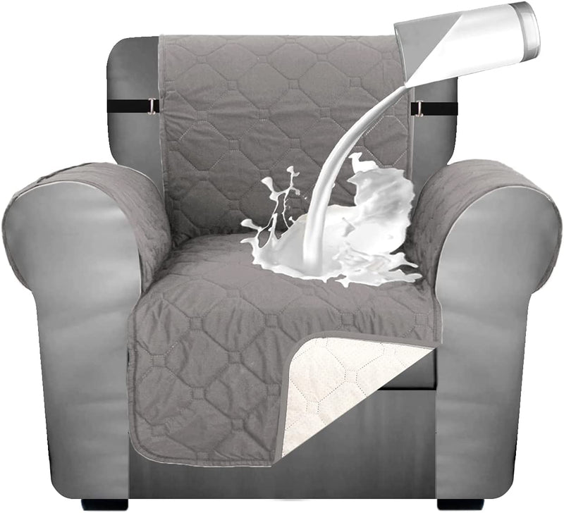 SHILV. HOME Waterproof Quilted Sofa Slipcover, Anti-Slip Silicone Backing Sofa Cover, Easy Fit Couch Cover Washable Furniture Protector with Elastic Straps for Pets Dogs Kids (Beige,Oversize) Home & Garden > Decor > Chair & Sofa Cushions SHILV. HOME Light Grey Chair 