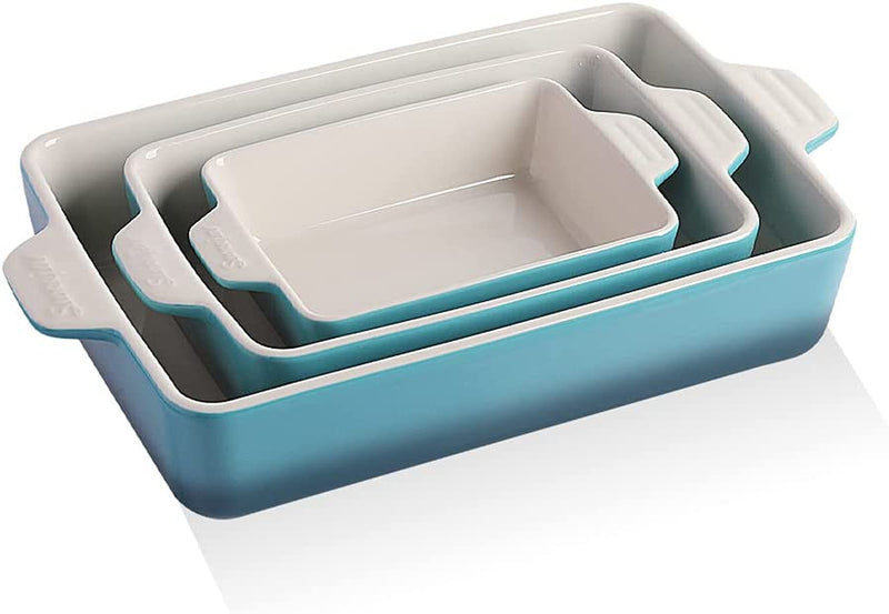 SWEEJAR Ceramic Bakeware Set, Rectangular Baking Dish Lasagna Pans for Cooking, Kitchen, Cake Dinner, Banquet and Daily Use, 11.8 X 7.8 X 2.75 Inches of Casserole Dishes (Navy) Home & Garden > Kitchen & Dining > Cookware & Bakeware SWEEJAR Gradient Blue  