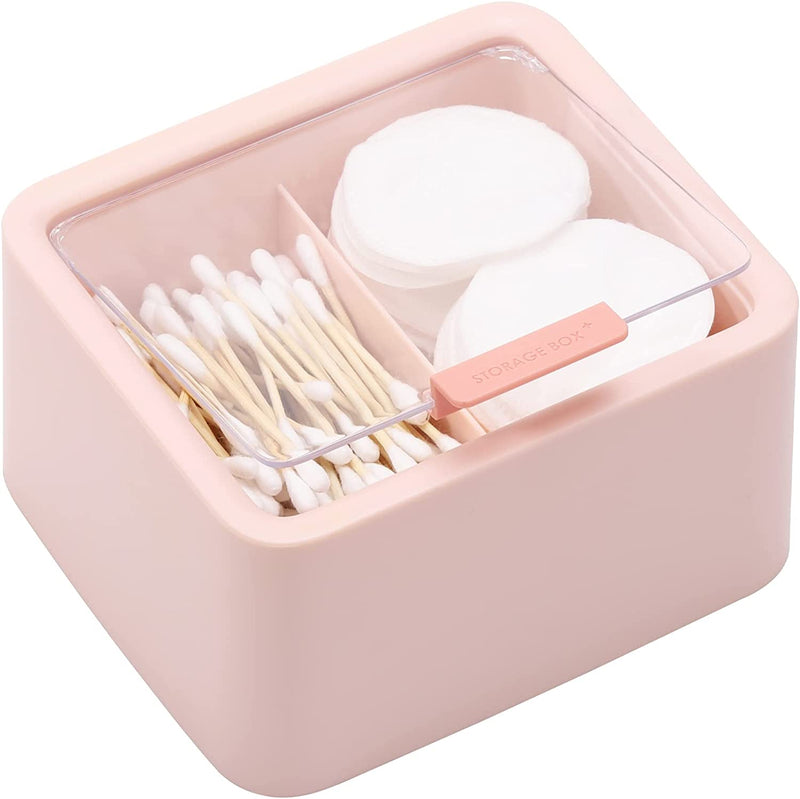 Tecbeauty 2 Slot Cotton Swab Ball Qtip Holder Jar Plastic Container Dispenser Box with Hinged Lid for Bathroom Home Storage Organizer Home & Garden > Household Supplies > Storage & Organization Tecbeauty Pink x 1  