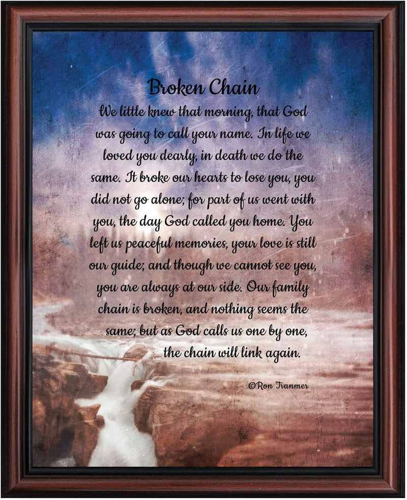 Sympathy Gift in Memory of Loved One, Memorial Picture Frames for Loss of Loved One, Memorial Grieving Gifts, Condolence Card, Bereavement Gifts for Loss of Mother, Father, Broken Chain Frame, 6382BW Home & Garden > Decor > Picture Frames Crossroads Home Décor Walnut 11x14 