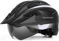 EASTINEAR Bike Helmet with Magnetic Goggles Bicycle Helmets with Removable Visor & LED Light Adjustable Size for Adult Men Women Mountain & Road Cycling Sporting Goods > Outdoor Recreation > Cycling > Cycling Apparel & Accessories > Bicycle Helmets EASTINEAR BlackWhite  