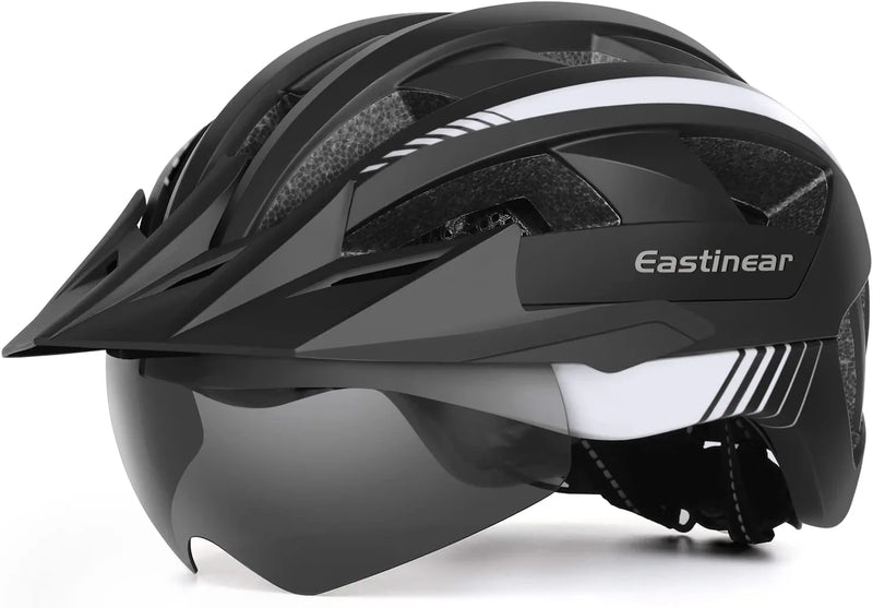 EASTINEAR Bike Helmet with Magnetic Goggles Bicycle Helmets with Removable Visor & LED Light Adjustable Size for Adult Men Women Mountain & Road Cycling