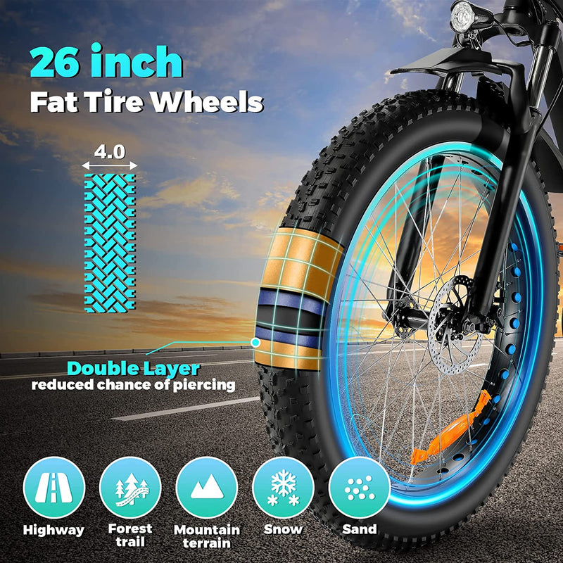 Speedrid Electric Bike 48V 500W Fat Tire Electric Bike Snow Bike 26" 4.0, 48V 10.4Ah Removable Battery and Professional 7 Speed Sporting Goods > Outdoor Recreation > Cycling > Bicycles GUANGZHOU MYATU PEDELEC TECHNOLOGY CO.,LTD   