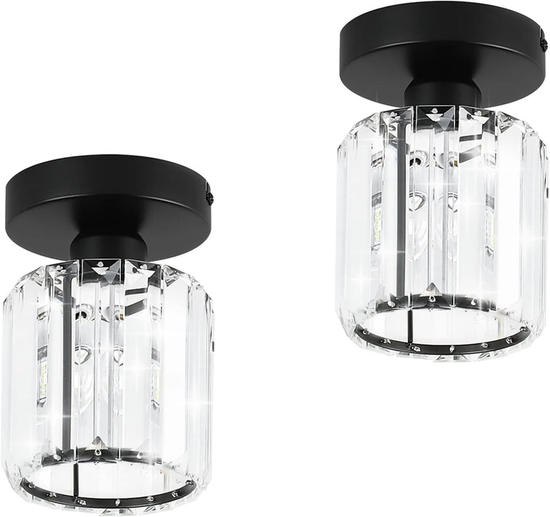 Ralbay Industrial Black Glass Pendant Lights Industrial Kitchen Island Lighting Fixtures with Clear Globe Glass (2 Pack, Exclude Bulb) Home & Garden > Lighting > Lighting Fixtures Ralbay Black Crystal Shade Ceiling 