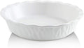KOOV Ceramic Pie Pan, 10 Inches Pie Dish, Pie Plate for Dessert Kitchen, round Baking Dish Pan for Dinner, Texture Series (Aegean) Home & Garden > Kitchen & Dining > Cookware & Bakeware KOOV Pure White  