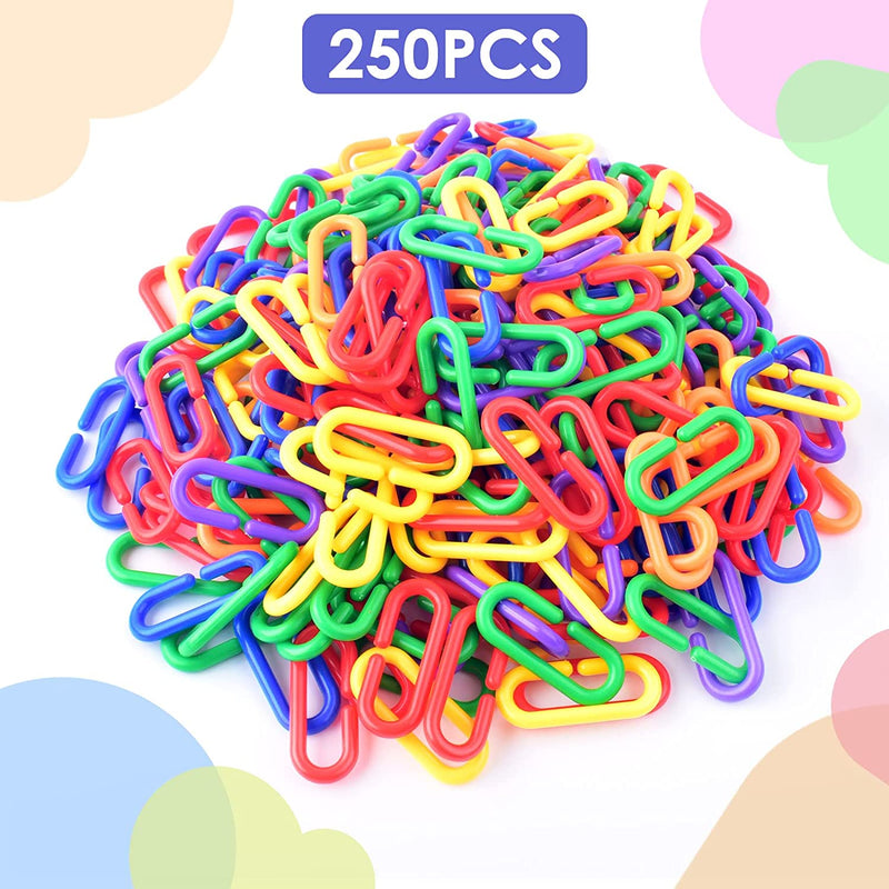 Bissap Plastic Chain Links Birds 250Pcs, Mix Color Rainbow DIY C-Clips Chains Hooks Swing Climbing Cage Toys for Sugar Glider Rat Parrot Bird, Children'S Learning Toy Animals & Pet Supplies > Pet Supplies > Bird Supplies > Bird Toys Bissap   