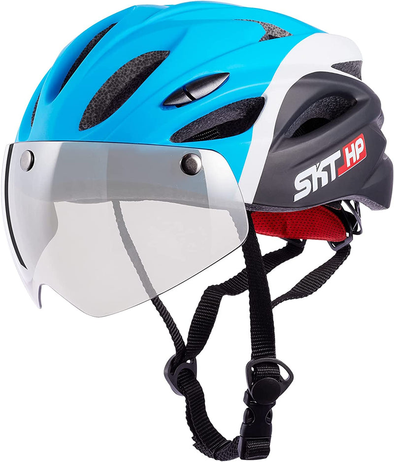SKT HP Toddler Bike Helmet, Adjustable Helmet for Kids and Youth with Detachable Magnetic Goggles, Bicycle Cycling Skate Scooter Skateboard Helmet for Boys and Girls Sporting Goods > Outdoor Recreation > Cycling > Cycling Apparel & Accessories > Bicycle Helmets SKT HP BLUE S (3-8 Years) 