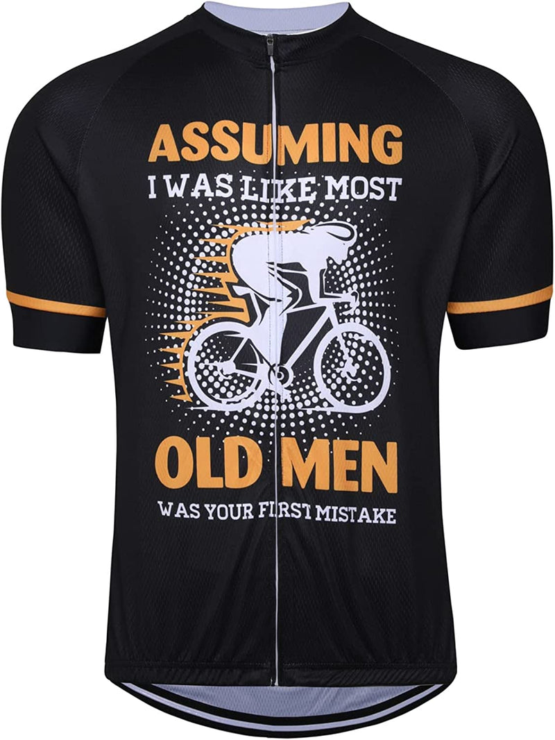 Tewmeu Cycling Jersey Mens Bike Shirt Short Sleeve Breathable Old Man Cycling Jersey Sporting Goods > Outdoor Recreation > Cycling > Cycling Apparel & Accessories Tewmeu Black X-Large 