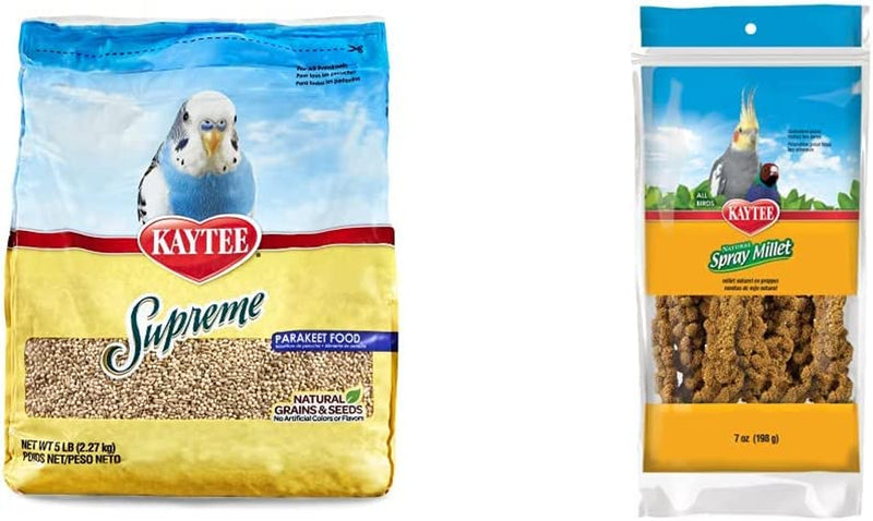 Kaytee Supreme Bird Food for Parakeets, 5-Lb Bag Animals & Pet Supplies > Pet Supplies > Bird Supplies > Bird Food Kaytee Bird Food + Millet Treat 5 Pound (Pack of 1) 