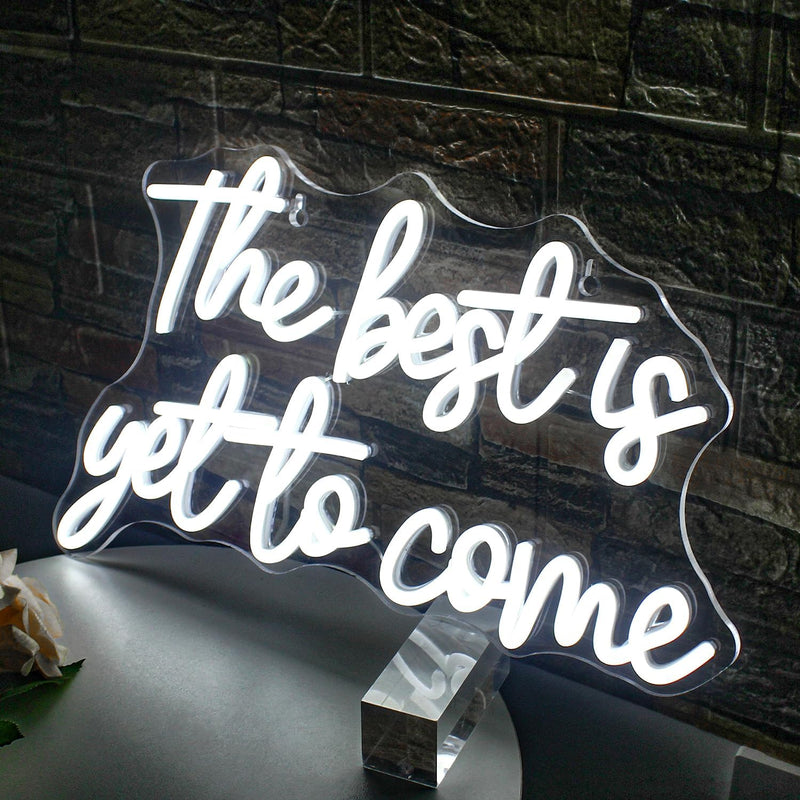 FAXFSIGN the Best Is yet to Come Neon Sign White Letter Led Neon Lights for Wall Decor Usb Word Light up Signs for Bedroom Home Bar Wedding Birthday Party Kids Room Teens Gifts  FAXFSIGN   