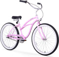Firmstrong Urban Lady Beach Cruiser Bicycle (24-Inch, 26-Inch, and Ebike) Sporting Goods > Outdoor Recreation > Cycling > Bicycles Firmstrong Pink w/ Black Seat 13.5 inch / Medium 