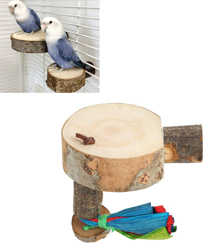 Bird round Wooden Stand Platform, Bite Resistant Parrot Perch Platform Natural Materials Thickened Stand Healthy Durable for Cockatiel(S)