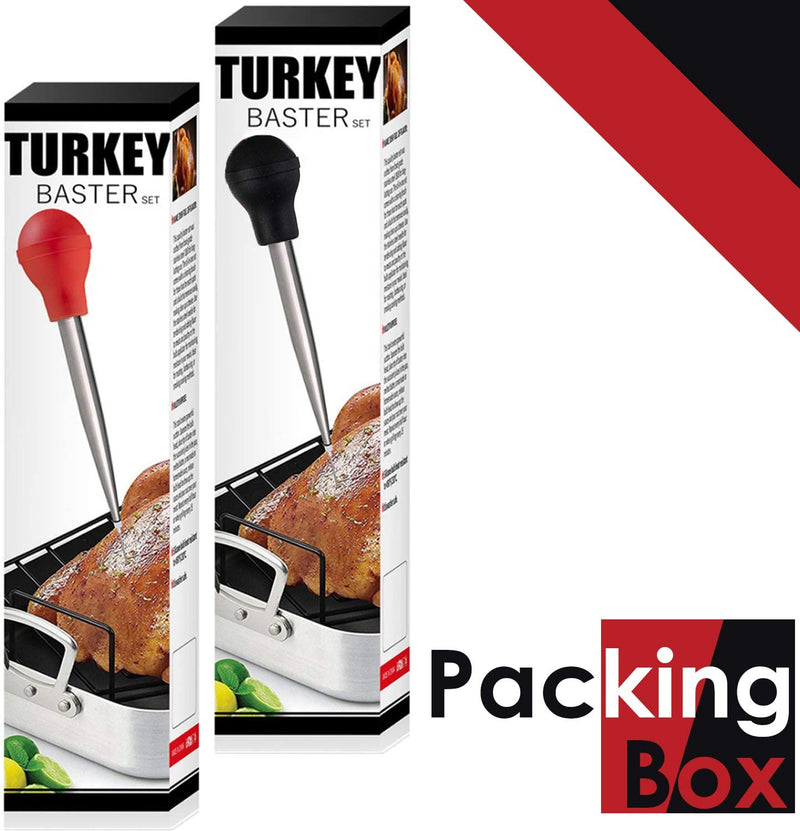 Stainless Steel Turkey Baster with Cleaning Brush - Food Grade Syringe Baster for Cooking & Basting with 2 Marinade Injector Needles - Ideal for Butter Dripping, Roasting Juices for Poultry (Black) Home & Garden > Kitchen & Dining > Kitchen Tools & Utensils KAYCROWN   