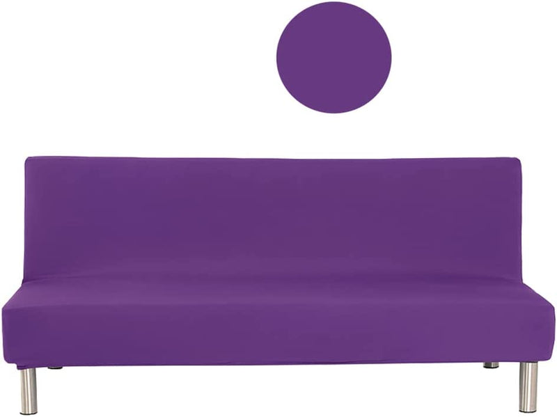 Retractable Sofa Cover, Black Armless Sofa Bed Cover with 92% Polyester, Lightweight Foldable Couch Sofa Bed Futon Cover for Home Decor Home & Garden > Decor > Chair & Sofa Cushions SMMUSEN Soild Purple  