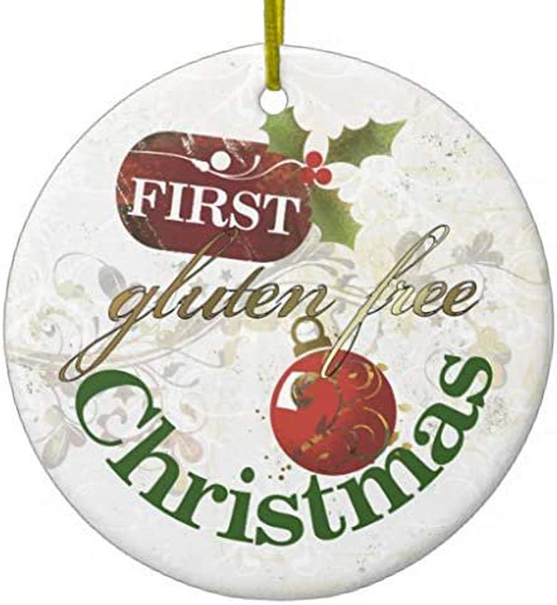 Our First Christmas as Grandparents round Ceramic Ornament Wreath Christmas Ornament Double-Sided Printed Christmas Tree Decorations 3Inch Flat  fuzhoudailanmaoyiyouxiangongsi D-9  