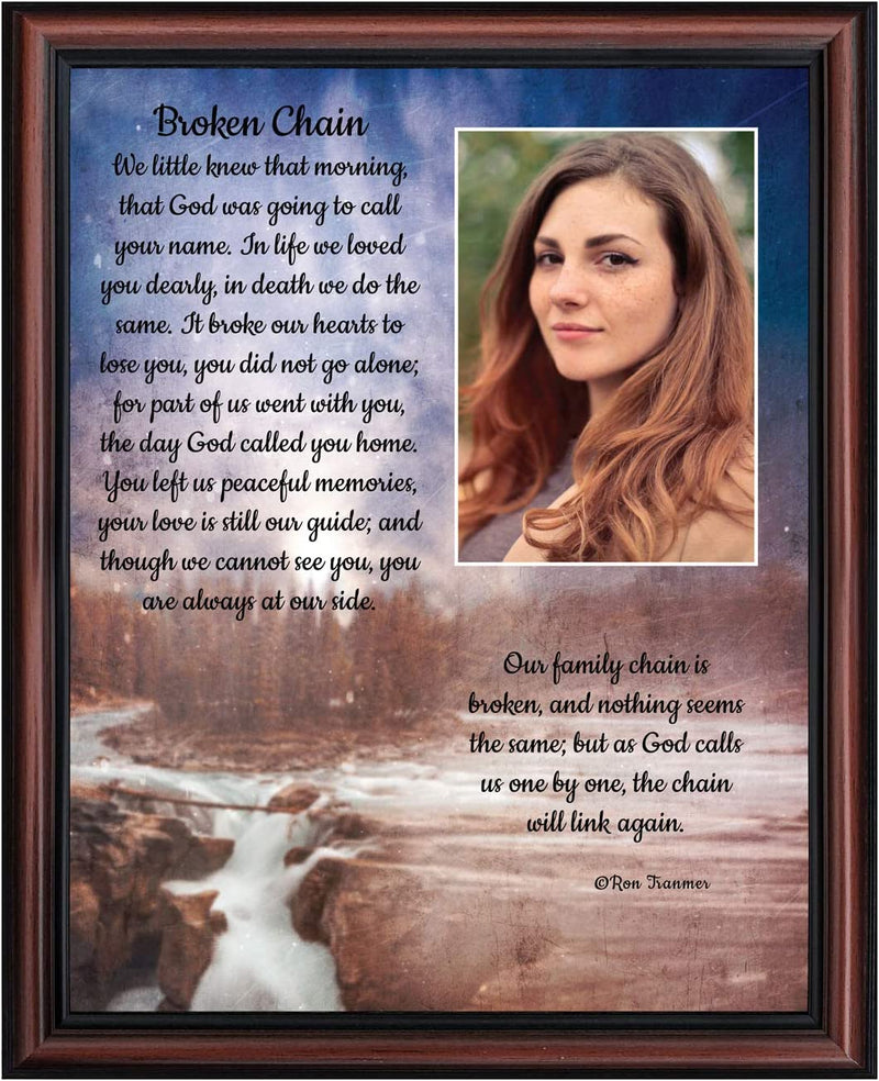 Sympathy Gift in Memory of Loved One, Memorial Picture Frames for Loss of Loved One, Memorial Grieving Gifts, Condolence Card, Bereavement Gifts for Loss of Mother, Father, Broken Chain Frame, 6382BW Home & Garden > Decor > Picture Frames Crossroads Home Décor Walnut 11x14 w/Picture Opening 