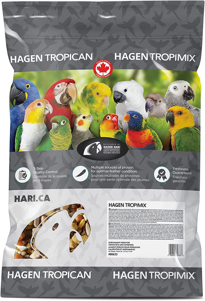 HARI Tropimix Bird Food for Cockatiels & Lovebirds, Hagen Parrot Food with Seeds, Fruit, Vegetables, Grains, Vitamins & Amino Acids, 2Lb Bag