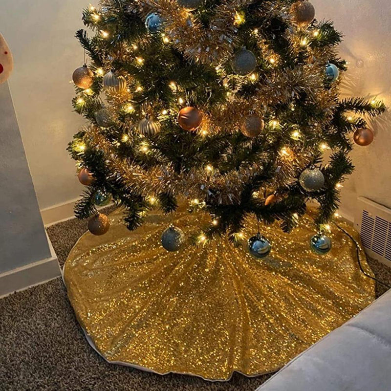 Christmas Tree Skirt - 30 Inches Sequined Christmas Tree Skirt, Sequined Double-Layer Tree Cushion Christmas Tree Decoration, Double-Layer, Easy-To-Wear Christmas Tree Skirt Home & Garden > Decor > Seasonal & Holiday Decorations > Christmas Tree Skirts ZenBath   