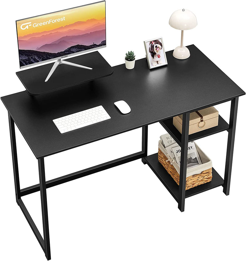 Greenforest Home Office Computer Desk with Monitor Stand and Reversible Storage Shelves,47 Inch Modern Writing PC Work Table,Easy Assembly,Walnut Home & Garden > Household Supplies > Storage & Organization GreenForest Black 39 inch 