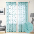 HOMEIDEAS White Sheer Curtains 52 X 63 Inches Length 2 Panels Embroidered Leaf Pattern Pocket Faux Linen Floral Semi Sheer Voile Window Curtains/Drapes for Bedroom Living Room Home & Garden > Decor > Window Treatments > Curtains & Drapes HOMEIDEAS 5-turquoise W52" X L84" 