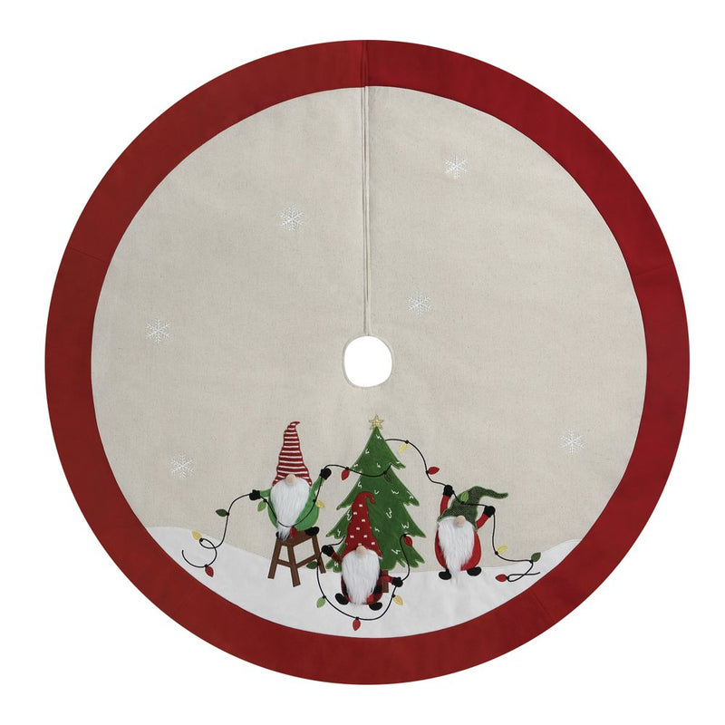 Holiday Time Linen Light Chain Gnome Christmas Decoration Tree Skirt, Natural Background Color with Red Trim, 48Inch Diameter Home & Garden > Decor > Seasonal & Holiday Decorations > Christmas Tree Skirts CENTRESKY CRAFTS(SHANTOU)CO.,LTD   