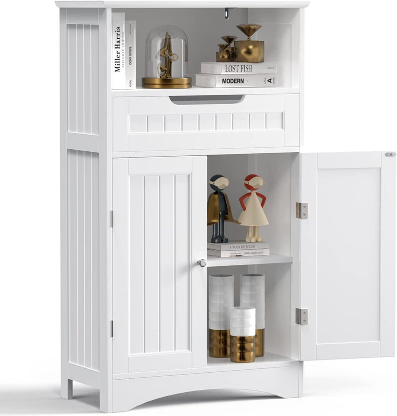 Gizoon Bathroom Storage Cabinet with Large Drawer & Door, Freestanding Floor Storage Cabinet Organizer for Bedroom, Living Room, Entryway, Office, Space Saving, Dark Brown Home & Garden > Household Supplies > Storage & Organization Gizoon White  