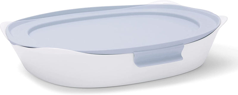 Rubbermaid Glass Baking Dishes for Oven, Casserole Dish Bakeware, Duralite 12-Piece Set, White (With Lids)
