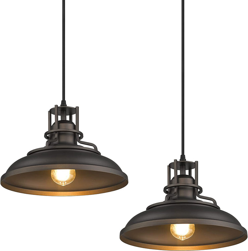 FEMILA Farmhouse Pendant Light,12-Inch Barn Vintage Hanging Light Fixture for Kitchen Island,Adjustable Height,Oil Rubbed Bronze Finish, 4FY15-MP ORB Home & Garden > Lighting > Lighting Fixtures FEMILA 2 PACKS  