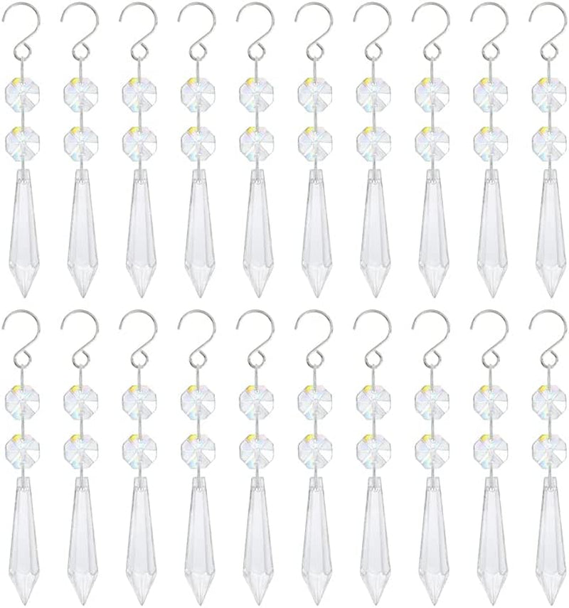 H&D HYALINE & DORA 20PCS 55Mm Clear Chandelier Icicle Crystal Prisms Lamp Decoration Home & Garden > Lighting > Lighting Fixtures > Chandeliers H&D Crystal Manufacture CO.,LTD Clear With Two Beads  