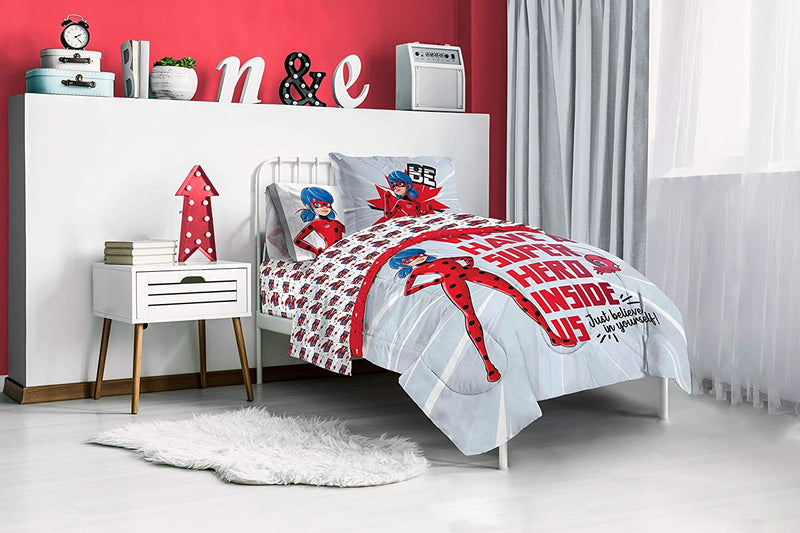 Miraculous Ladybug Superhero 5 Piece Twin Bed Set - Includes Reversible Comforter & Sheet Set Bedding Features Marinette - Super Soft Fade Resistant Microfiber (Official Miraculous Ladybug Product) Home & Garden > Linens & Bedding > Bedding Jay Franco   