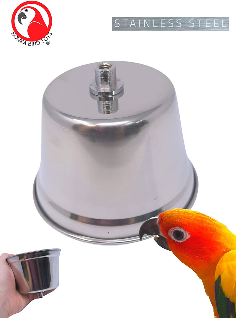 Bonka Bird Toys 800128 Parrot Stainless Steel Water 16Oz Cup Cage Seed Feed Bowl Animals & Pet Supplies > Pet Supplies > Bird Supplies > Bird Cage Accessories > Bird Cage Food & Water Dishes Bonka Bird Toys   