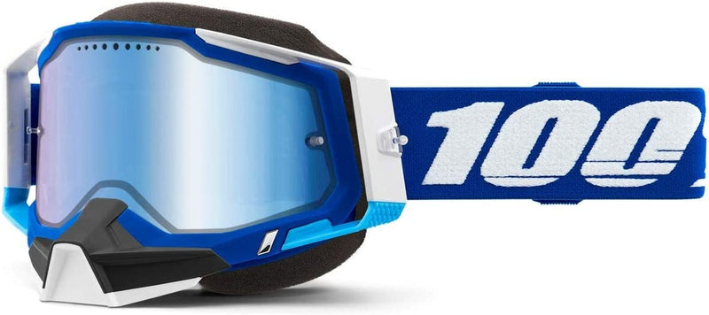 100% Racecraft 2 Snowmobile Anti-Fog Goggles - Powersport Racing Protective Eyewear Sporting Goods > Outdoor Recreation > Cycling > Cycling Apparel & Accessories 100% Blue Mirror Blue Lens 