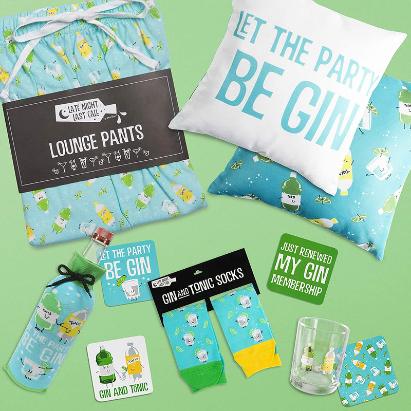 Pavilion Gift Company Gin & Tonic Sentiment, Pattern and Character Holder 4" (4 Piece) Coaster Set with Box, 4 Inch Square, Multicolor Home & Garden > Kitchen & Dining > Barware Pavilion Gift Company   