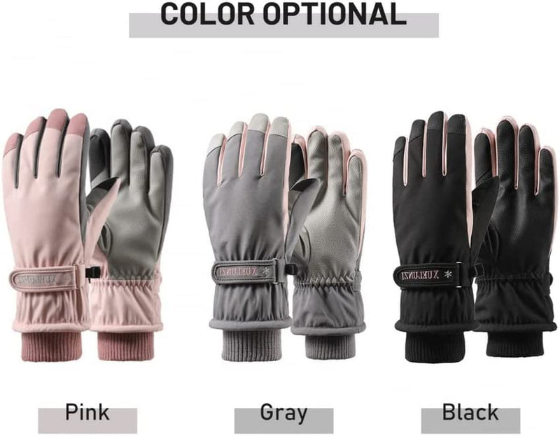 Cycling-Gloves Ski-Gloves Embroidery Full Finger Road Bike Thermal Mittens Touchscreen Winter Warm-Gloves Windproof Waterproof Mountain Riding Workout Motorcycle Running Skiing for Women