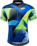 Voofly Men'S Cycling Jersey Set Men Short Sleeve Compression Bike Shorts Gel Padded Biking Clothing Sporting Goods > Outdoor Recreation > Cycling > Cycling Apparel & Accessories voofly Blue Green Top Medium 