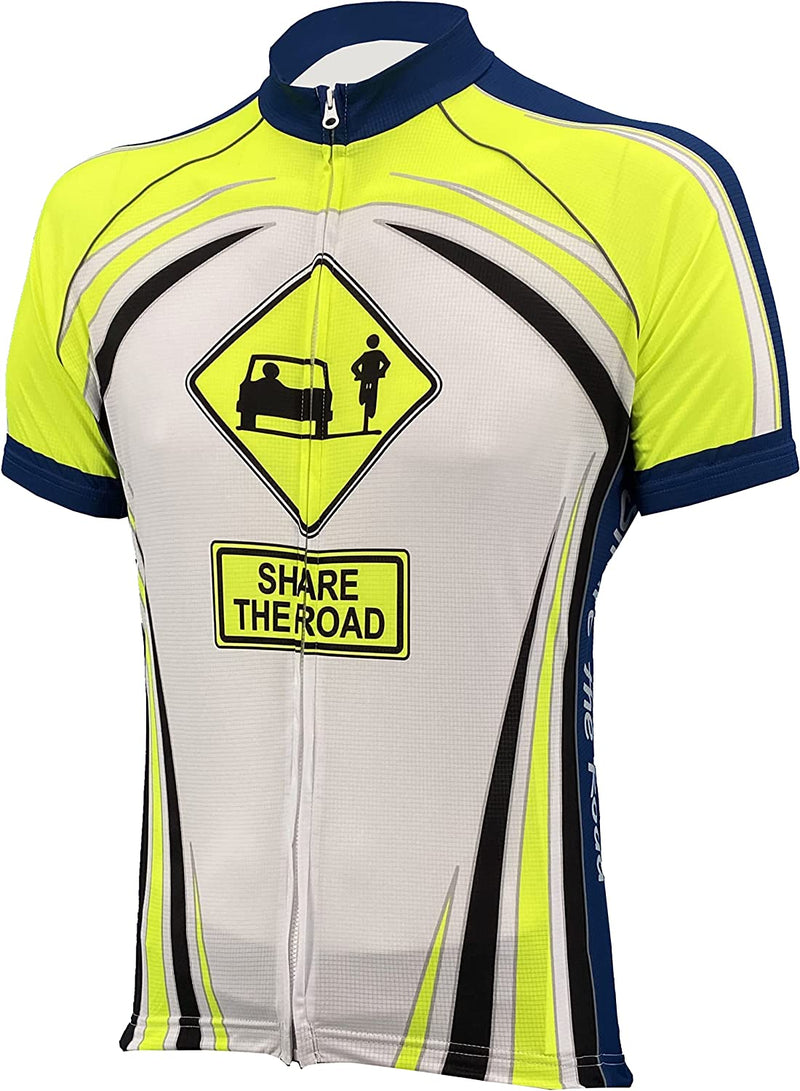 Road Safety Cycling Jersey for Men, Bright Short Sleeve Bike Shirt
