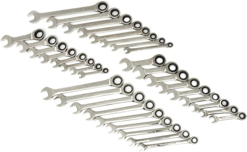 GEARWRENCH 34 Pc. 72-Tooth 12 Point Sae/Metric Standard/Stubby Combination Ratching Wrench Set - 85034 Sporting Goods > Outdoor Recreation > Fishing > Fishing Rods GearWrench   