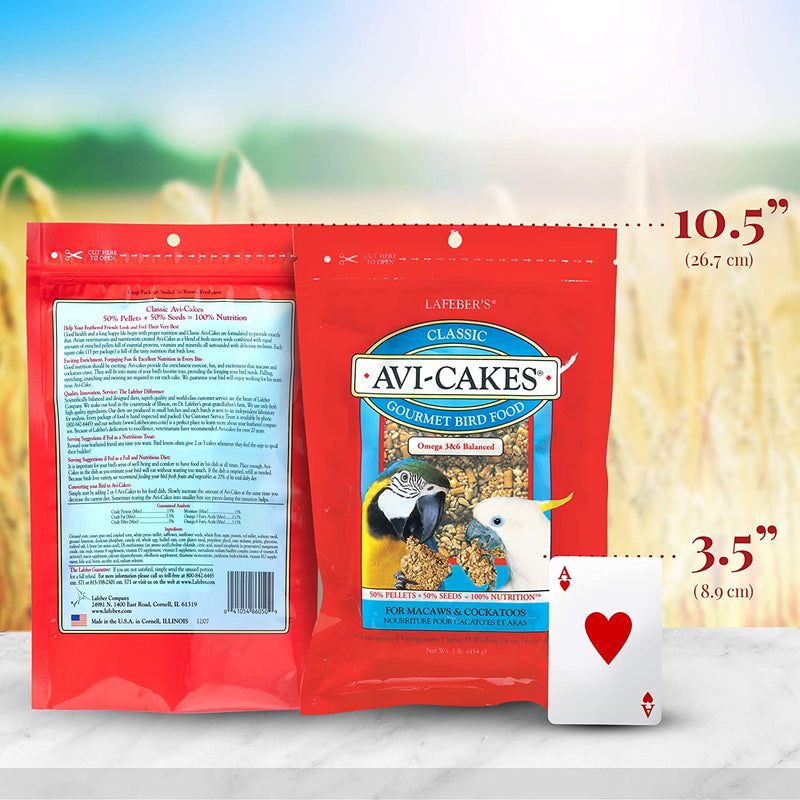 LAFEBER'S Classic Avi-Cakes Pet Bird Food, Made with Non-Gmo and Human-Grade Ingredients, for Macaws & Cockatoos, 1 Lb Animals & Pet Supplies > Pet Supplies > Bird Supplies > Bird Food Phillips Feed & Pet Supply Natural Balance   
