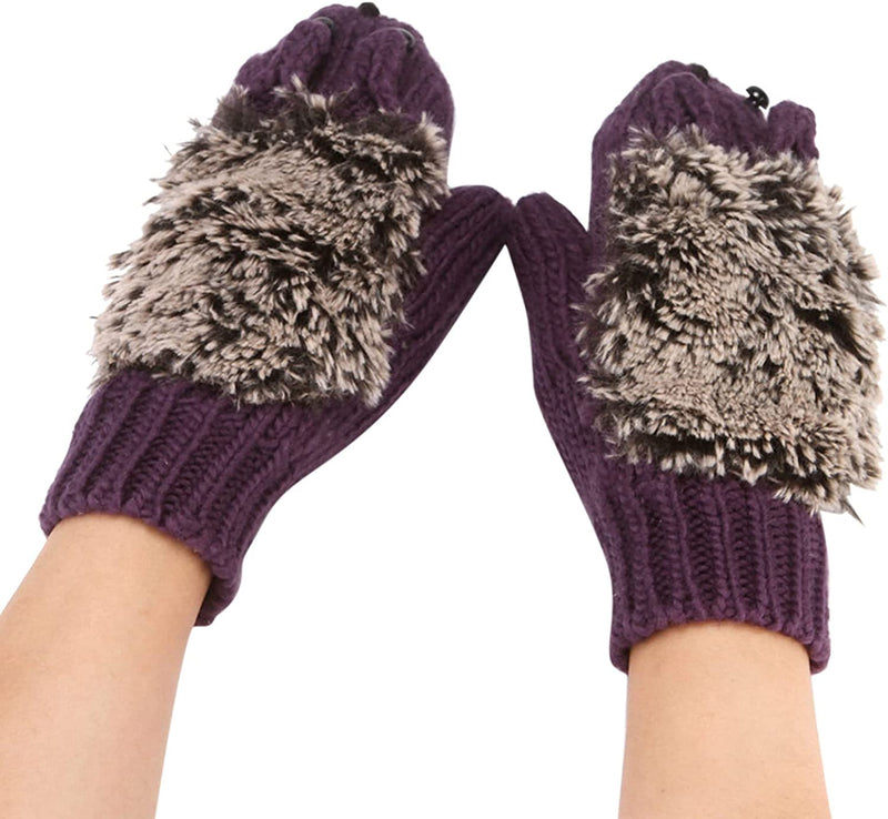 Ski Gloves Mittens Men Winter Fashion Warm Knitted Gloves Thickened and Velvet Head Gloves Mittens Combo with Pocket Sporting Goods > Outdoor Recreation > Boating & Water Sports > Swimming > Swim Gloves Bmisegm Purple One Size 