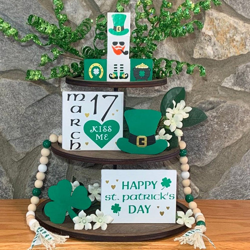 Rustic Tiered Tray Items Decorations for Home Table House Room St. Patrick'S Day Decoration Home & Garden > Decor > Seasonal & Holiday Decorations Mnycxen Multicolor-I  
