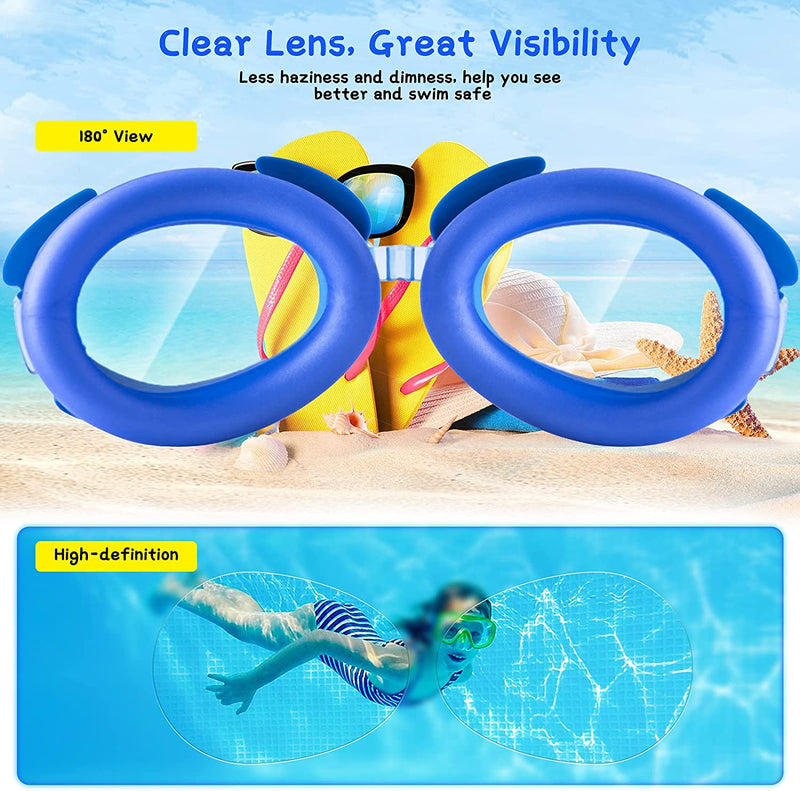 Qoosea Kids Swim Goggles 2 Pack Swimming Goggles for Children Teens with Swim Cap and Nose Clip Ear Plugs for Age 6-14 Anti-Fog Anti-Uv No Leaking Waterproof Clear Wide Vision Swim Pool Goggle Sporting Goods > Outdoor Recreation > Boating & Water Sports > Swimming > Swim Goggles & Masks Qoosea   