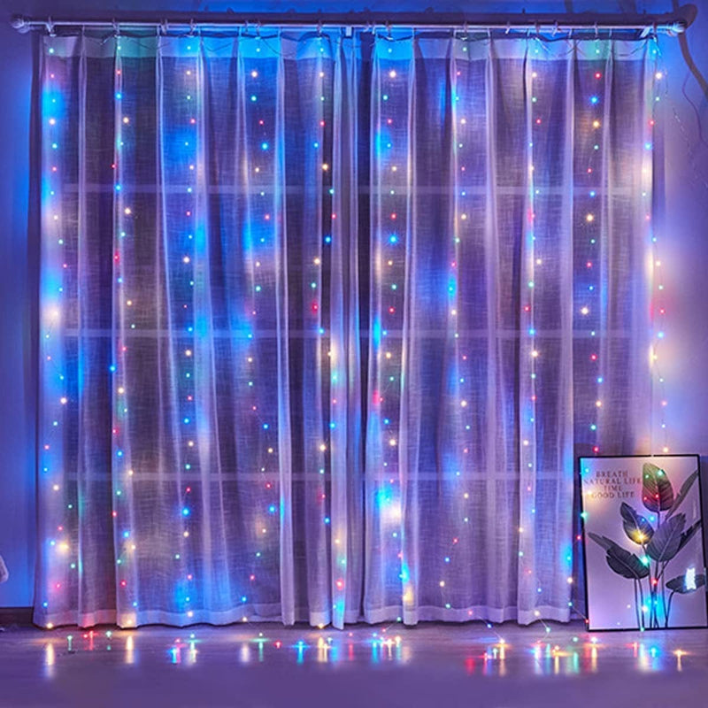 Fairy Curtain Lights for Bedroom 300 LED,SUWITU Christmas String Lights USB Plug in 8 Modes Wall Hanging Twinkle Lights with Remote Control for In/Outdoor Wedding Party Backdrop Xmas Decor(9.8X9.8Ft) Home & Garden > Lighting > Light Ropes & Strings SUWITU Multicolor 9.8Ft x 6.6Ft 