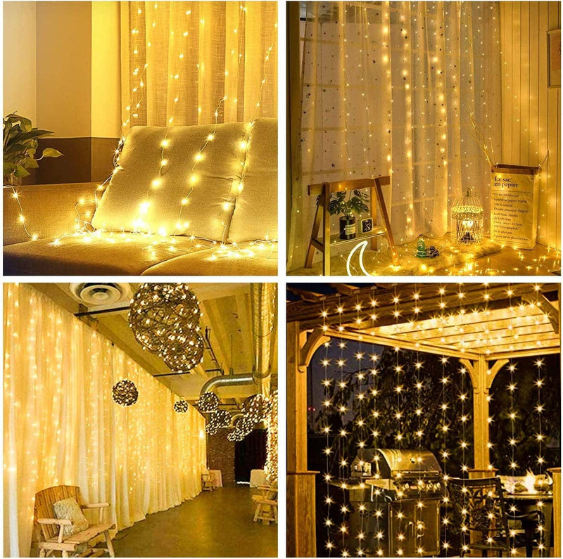 Fairy Curtain Lights for Bedroom 300 LED,SUWITU Christmas String Lights USB Plug in 8 Modes Wall Hanging Twinkle Lights with Remote Control for In/Outdoor Wedding Party Backdrop Xmas Decor(9.8X9.8Ft) Home & Garden > Lighting > Light Ropes & Strings SUWITU   