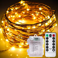 Fairy Lights 33Ft 100 LED Battery Operated String Lights with 8 Modes Remote Timer Outdoor Waterproof Warm White Copper Wire Twinkle Lights for Bedroom, Dorm, Patio, Christmas, Party, Indoor Home & Garden > Lighting > Light Ropes & Strings yietNL Warm White - 33Ft 100 LED  