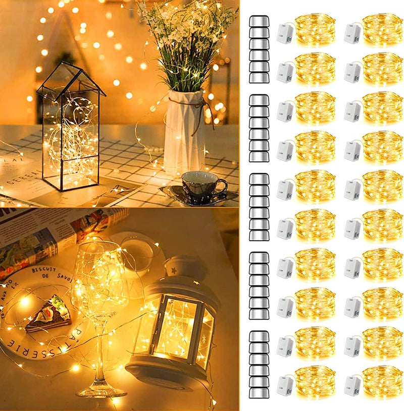 Fairy Lights Battery Operated [12 Pack], 7.2Ft 20 LED Battery Operated Christmas Lights | Centerpiece Table Decoration, Wedding or Party Decorations Indoor Outdoor, Mini Christmas Lights, Warm White Home & Garden > Lighting > Light Ropes & Strings MUMUXI Warm White 7.2 Ft-20 Pack-20 LED 