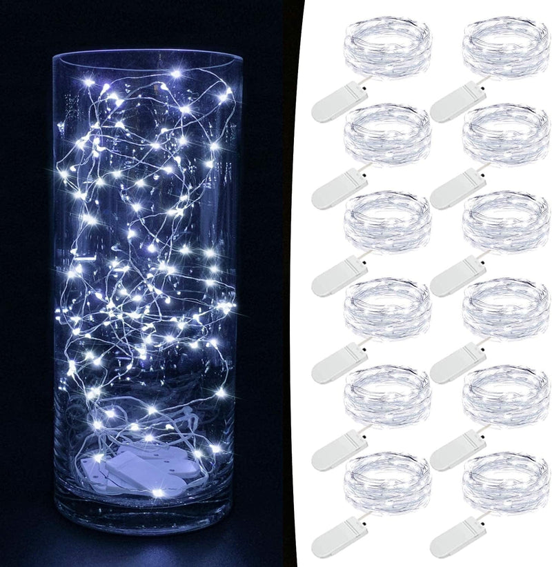 Fairy Lights Battery Operated [12 Pack], 7.2Ft 20 LED Battery Operated Christmas Lights | Centerpiece Table Decoration, Wedding or Party Decorations Indoor Outdoor, Mini Christmas Lights, Warm White Home & Garden > Lighting > Light Ropes & Strings MUMUXI Cool White 7.2 Ft-12 Pack-20 LED 