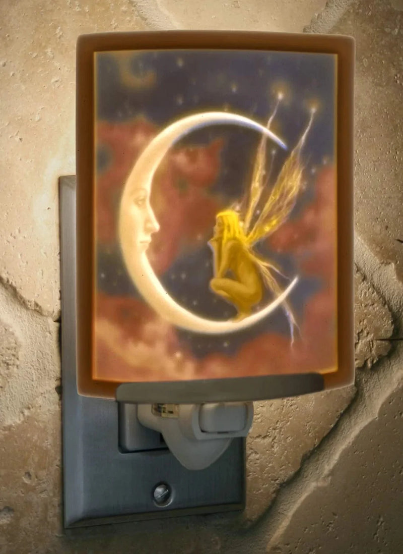Fairy Moon - Colored Curved Porcelain Lithophane Night Light