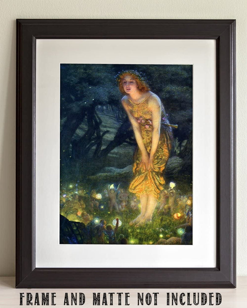 Fairy Painting Neoclassical Art Novue Print - Midsummer Eve by Edward Robert Hughes - 11X14 Unframed Poster - Perfect Vintage Home Decor and Great Gift for Those That Believe in Fairies, Magic Home & Garden > Decor > Artwork > Posters, Prints, & Visual Artwork Lone Star Art   