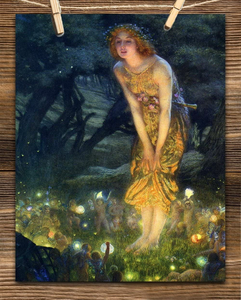 Fairy Painting Neoclassical Art Novue Print - Midsummer Eve by Edward Robert Hughes - 11X14 Unframed Poster - Perfect Vintage Home Decor and Great Gift for Those That Believe in Fairies, Magic Home & Garden > Decor > Artwork > Posters, Prints, & Visual Artwork Lone Star Art   